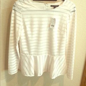 NWT cream peplum long sleeved top, Banana Republic